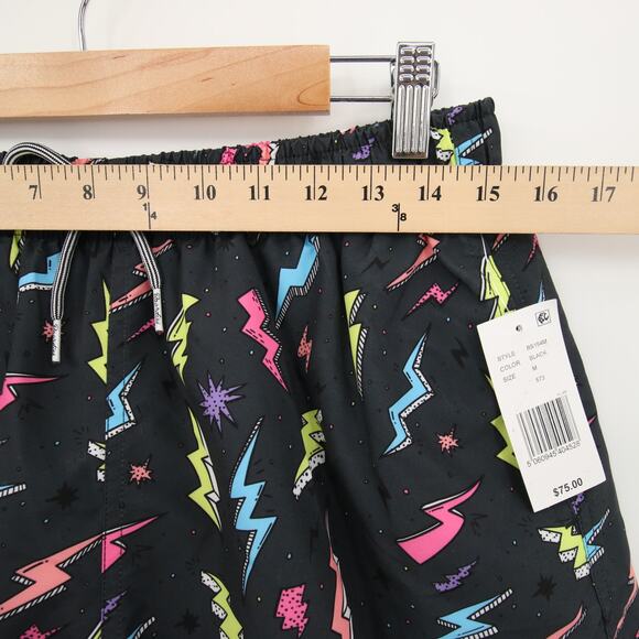 Boardies Apparel Mens Swim Trunks Black Lightning Bolt Neon Print Size M NWT - Picture 3 of 14